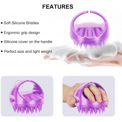Hair Scalp Massager Shampoo Brush, Soft Silicone Hair Scalp Scrubber with Ergonomic Handle Dry and Wet Use Hair Scalp Brush for Hair Growth, Dandruff Removal, Blood Circulation for Women Men