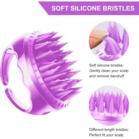Hair Scalp Massager Shampoo Brush, Soft Silicone Hair Scalp Scrubber with Ergonomic Handle Dry and Wet Use Hair Scalp Brush for Hair Growth, Dandruff Removal, Blood Circulation for Women Men