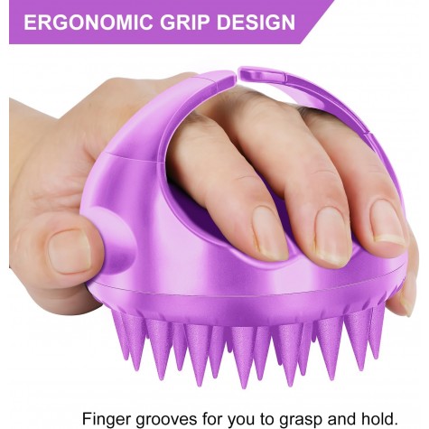Hair Scalp Massager Shampoo Brush, Soft Silicone Hair Scalp Scrubber with Ergonomic Handle Dry and Wet Use Hair Scalp Brush for Hair Growth, Dandruff Removal, Blood Circulation for Women Men