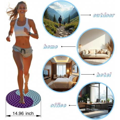 Foot Massager Mat, Yinyang Balance Tai chi Bagua Pattern with Magnetic Therapy, Acupressure Reflexology Mat for Daily Foot Relaxation and Pain Relief, Purple and Blue