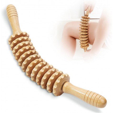 Wood Massage Roller Wood Therapy Massage Tools Body Roller Cellulite Roller Fascia Blaster Muscle Roller Wooden Massager for Lymphatic Drainage, Maderoterapia, Pain Relief