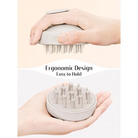 Hair Scalp Massager for Hair Growth, Shampoo Brush, Scalp Scrubber Exfoliator with Soft Silicone Bristles for Dandruff Removal to Relieve Stress, Wet Dry Use Updated Material, Beige