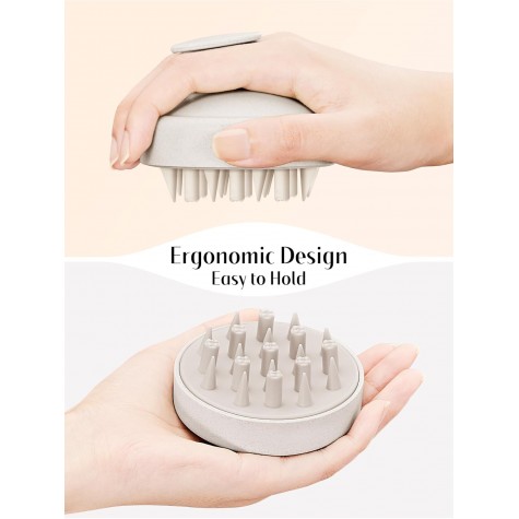 Hair Scalp Massager for Hair Growth, Shampoo Brush, Scalp Scrubber Exfoliator with Soft Silicone Bristles for Dandruff Removal to Relieve Stress, Wet Dry Use Updated Material, Beige