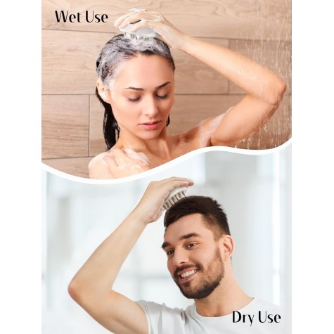 Hair Scalp Massager for Hair Growth, Shampoo Brush, Scalp Scrubber Exfoliator with Soft Silicone Bristles for Dandruff Removal to Relieve Stress, Wet Dry Use Updated Material, Beige