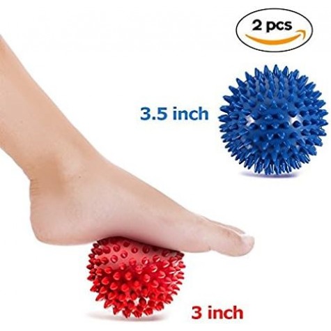Pack of 2 Spiky Hard Massage Balls - Foot Arch Trainer Plantar Fasciitis, Muscle Massager Ball Exercise
